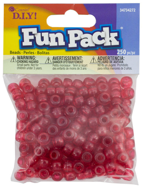 PONY BEADS TRANSPARENT RED